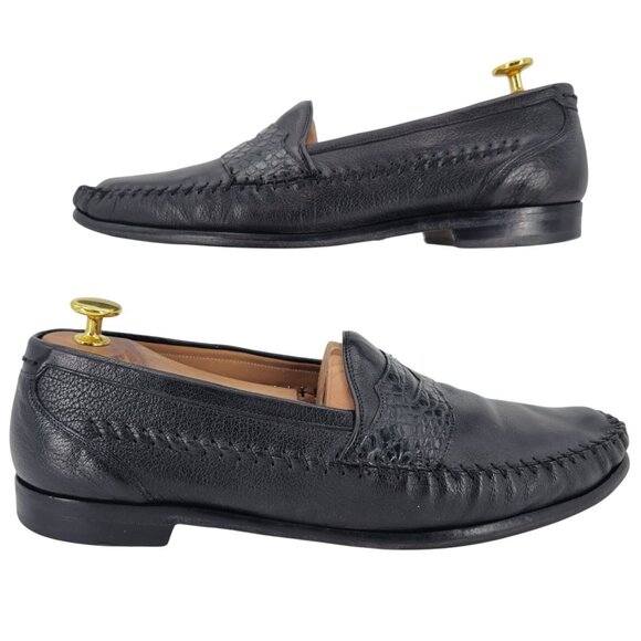 Mezlan Exotic Crocodile and Calf Leather Moc Penny Loafers Mens 10.5 Dress Shoes main image 5